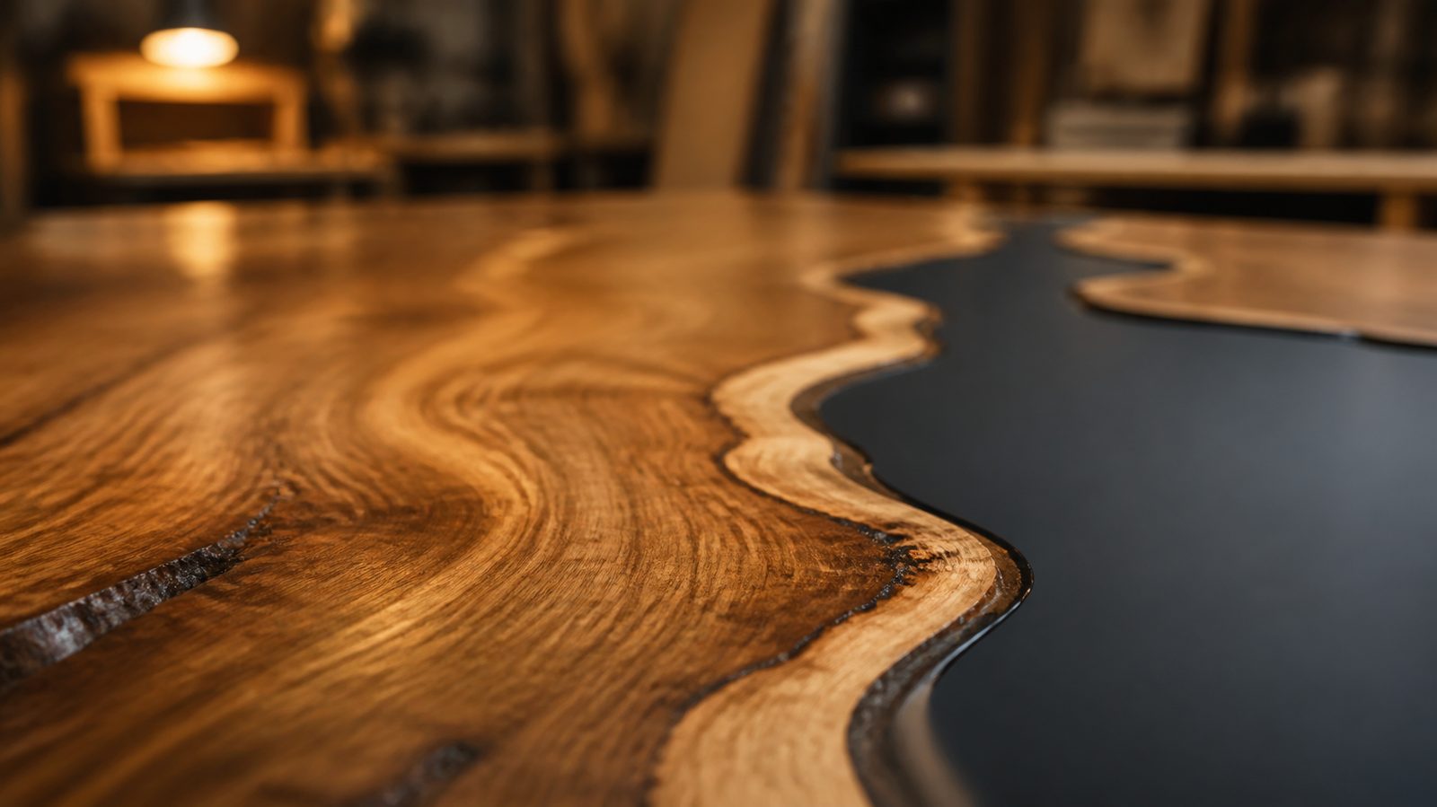 Veta de madera nativa junto a resina